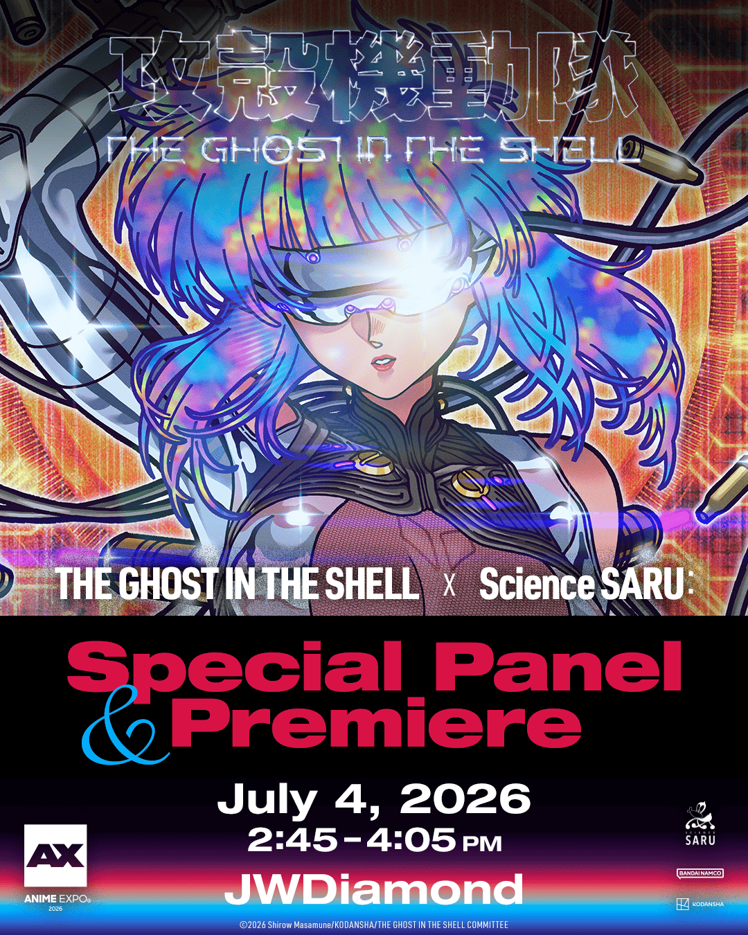 Poster acara Anime Expo 2026 menampilkan panel Mokochan dan Shuhei Handa